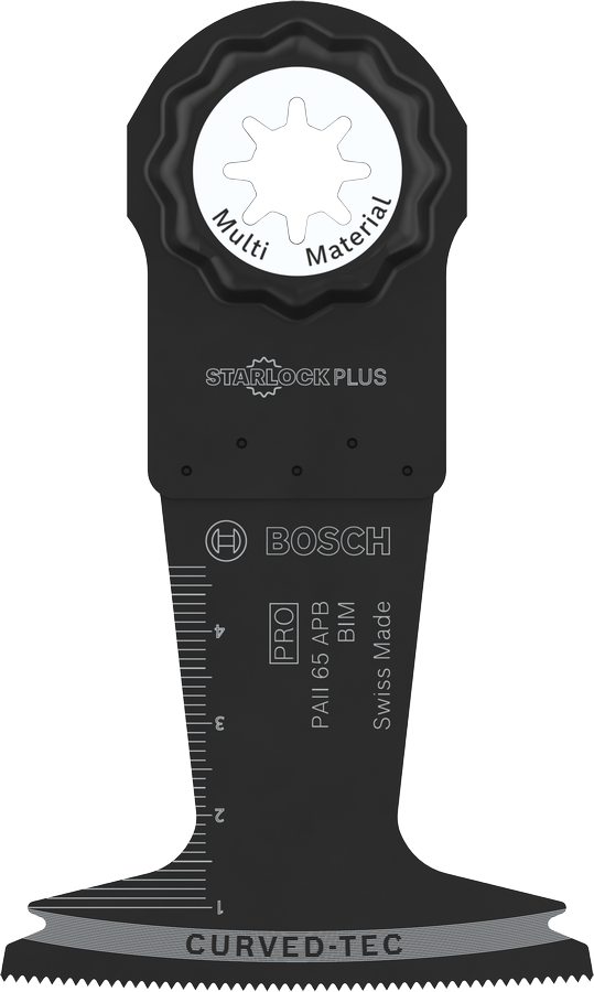 다양한 소재에 적합한 Bosch PRO PAII 65 APB 멀티툴 블레이드.