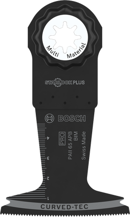 다양한 소재에 적합한 Bosch PRO PAII 65 APB 멀티툴 블레이드.