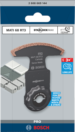 PRO MATI 68 RT3 멀티커터 날, 2.8 x 68mm Bosch PRO MATI 68 RT3 멀티툴 블레이드 2.8 x 68mm.