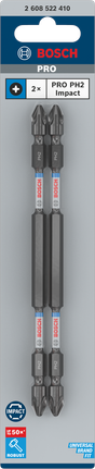PRO Softwood and Stainless Steel 긴 홈 양면 Impact 비트, PH2, 150mm, 2개 Bosch PRO PH2 150mm 양단 임팩트 비트 2개 팩.