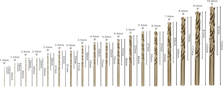 Bosch PRO 스테인리스 스틸 HSS-Co 트위스트 드릴 비트 세트, 18가지 사이즈.