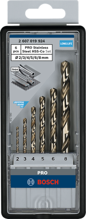 Bosch PRO 스테인리스 스틸 HSS-Co 드릴 비트 세트 6개.