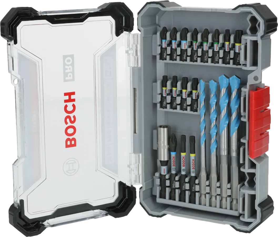Bosch PRO Impact 혼합 세트 20개, 다양한 비트 포함.