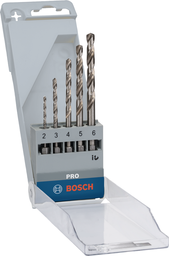 Bosch PRO 메탈 HSS-G 육각 트위스트 드릴 비트 세트, 5가지 사이즈.