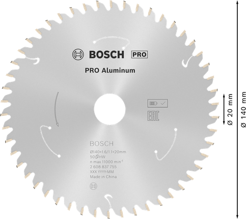 Bosch PRO 알루미늄 원형 톱날 140mm 50개 이빨.