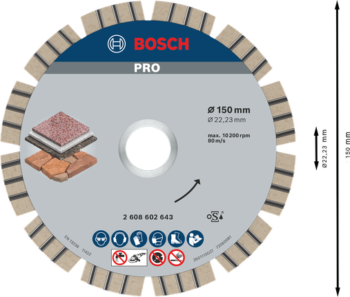 Bosch PRO Stone Diamond Disc 150mm는 돌을 자르는 데 사용합니다.