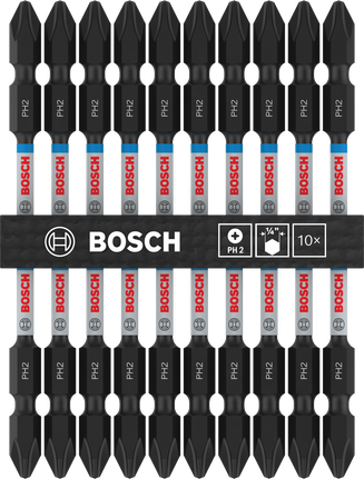 PRO Softwood and Stainless Steel 긴 홈 양면 Impact 비트, PH2, 110mm, 10개 Bosch PRO 소프트우드 및 스테인리스 스틸 임팩트 비트 세트 PH2 110mm.