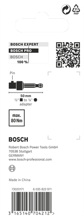 핀 연결이 가능한 PRO Socket Adapter, 1/2", 50mm Bosch 1/2″ PRO 소켓 어댑터 50mm.