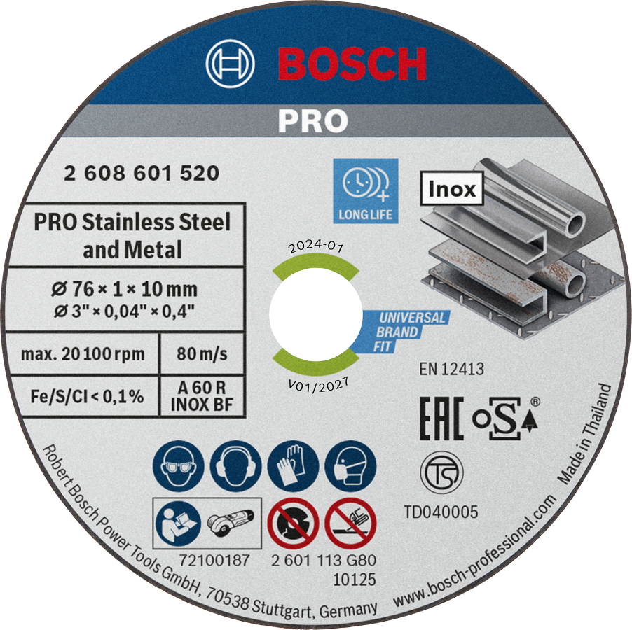 Bosch PRO 스테인리스 스틸 및 금속 절단 디스크 76x1x10mm.