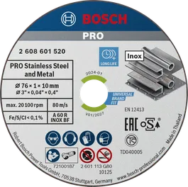 Bosch PRO 스테인리스 스틸 및 금속 절단 디스크 76x1x10mm.