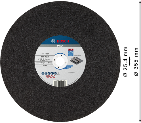 금속 가공용 Bosch PRO 금속 절단 디스크 355mm.