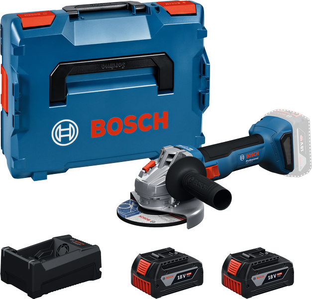 Bosch GWS 18V-8 각도 그라인더 세트(배터리 2개 포함).