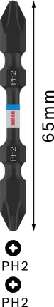 PRO Softwood and Stainless Steel 긴 홈 양면 Impact 비트, PH2, 65mm, 2개 Bosch PRO 65mm 양단 PH2 임팩트 비트(소프트우드용).