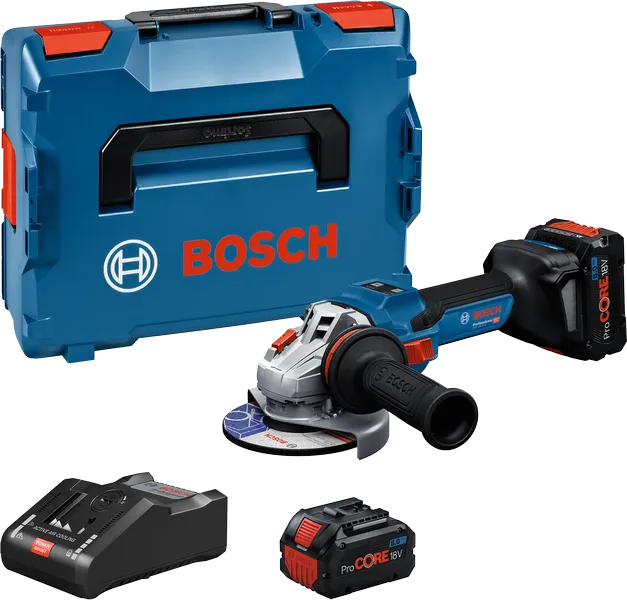 Bosch GWS 18V-15 S 무선 각도 그라인더 세트.
