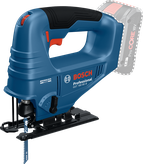 인체공학적 손잡이가 달린 Bosch GST 18V-95 B 무선 톱.