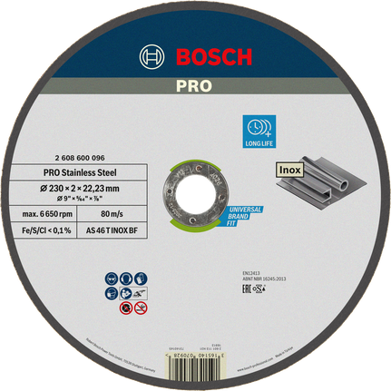 Bosch PRO 스테인리스 스틸 절단 디스크 230mm 장수명.