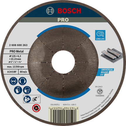 긴 수명을 위한 Bosch PRO 금속 연삭 디스크 125mm.