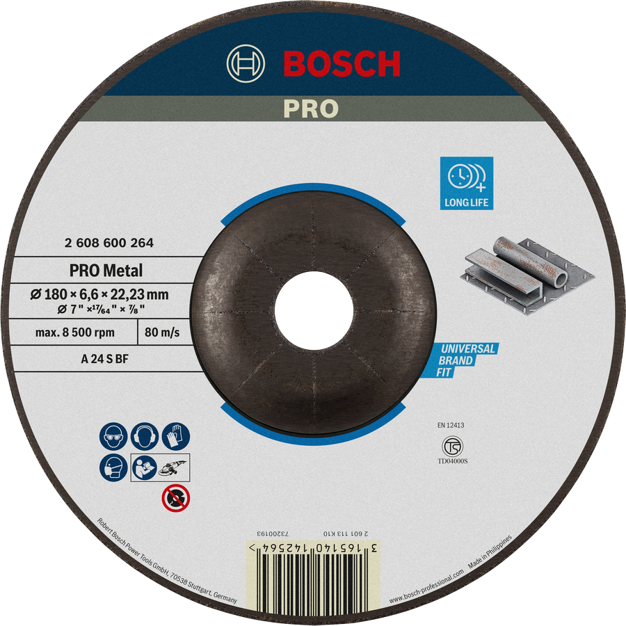 Bosch PRO 금속 연삭 디스크 A 24 S BF, 180mm, 장수명.