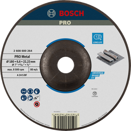 Bosch PRO 금속 연삭 디스크 A 24 S BF, 180mm, 장수명.