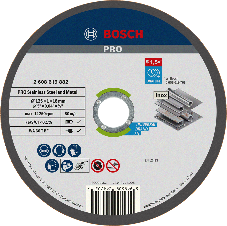 Bosch PRO 스테인리스 스틸 및 금속 절단 디스크 125mm.