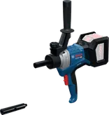Bosch GRW 18V-120 무선 머드 믹서(사이드 핸들 포함).