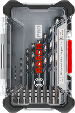 Bosch PRO 메탈 HSS-G 임팩트 트위스트 드릴 비트 세트 8개.