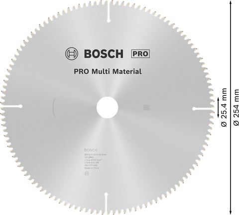 Bosch PRO 다중 소재 원형 톱날, 직경 254mm.