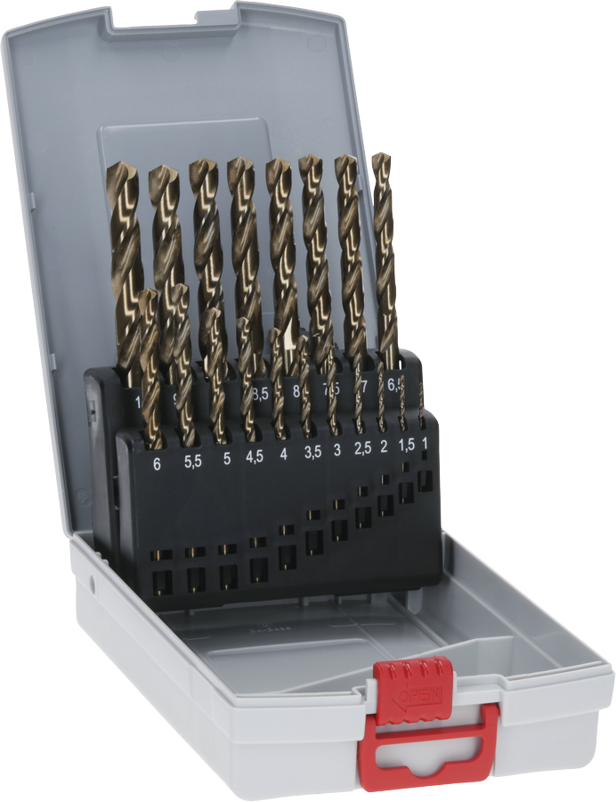Bosch PRO 스테인리스 스틸 HSS-Co 트위스트 드릴 비트 세트, 19개.