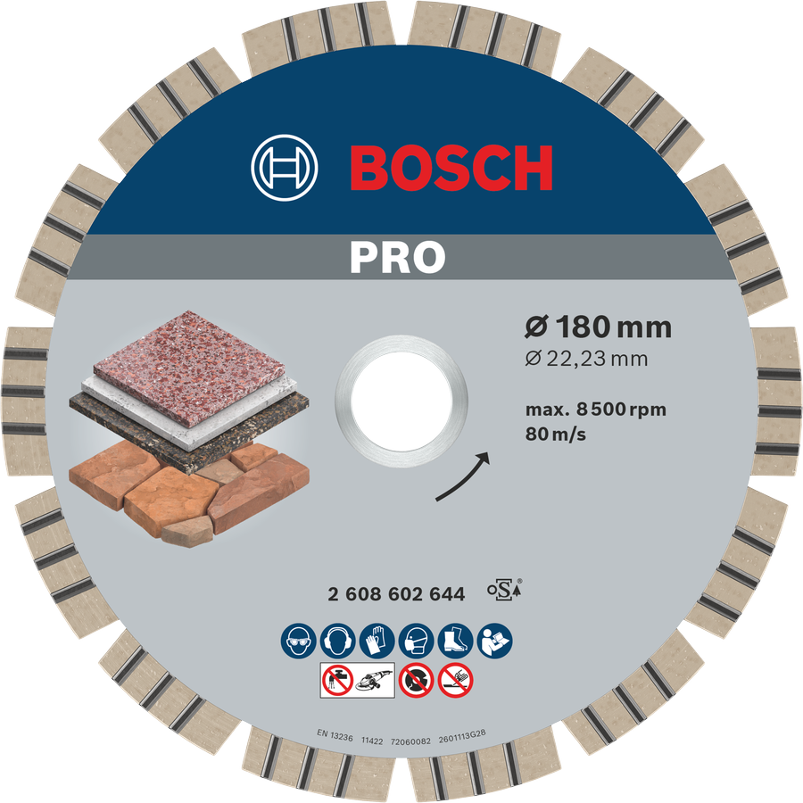 Bosch PRO 스톤 다이아몬드 디스크 180mm는 돌을 자르는 데 사용합니다.