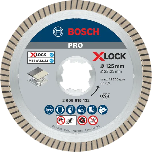 타일 절단용 Bosch PRO Ceramic X-Lock 다이아몬드 디스크 125mm.