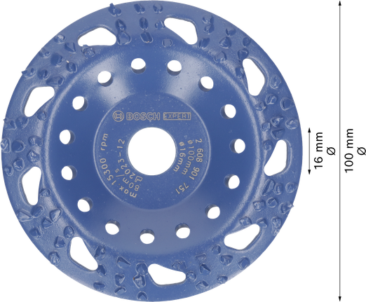 Bosch EXPERT 다중 소재 초경 연삭 헤드, 거친 경사 100mm.