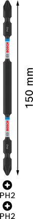 PRO Softwood and Stainless Steel 긴 홈 양면 임팩트 비트, PH2, 150mm, 5개 Bosch PRO 양단 PH2 임팩트 비트 150mm.