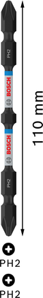 PRO Softwood and Stainless Steel 긴 홈 양면 Impact 비트, PH2, 110mm, 2개 Bosch PRO PH2 양단 110mm 임팩트 비트(연목용).