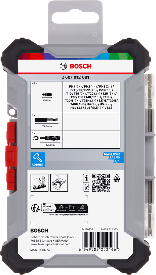 Bosch 엑스트라 하드 스크루드라이버 비트 세트 6 x 50개.