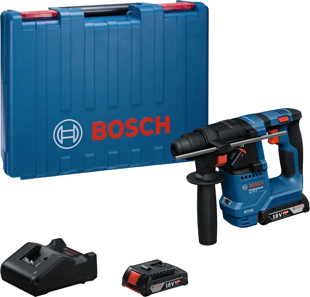 Bosch GBH 18V-18 로터리 해머(배터리, 충전기, 케이스 포함).
