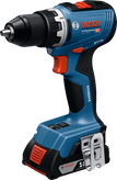 2Ah 배터리가 장착된 Bosch GSR 18V-65 무선 드릴.