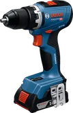2Ah 배터리가 장착된 Bosch GSR 18V-65 무선 드릴.