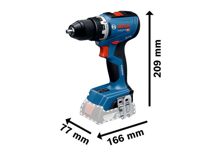 Bosch GSR 18V-65 무선 드릴, 컴팩트한 사이즈.