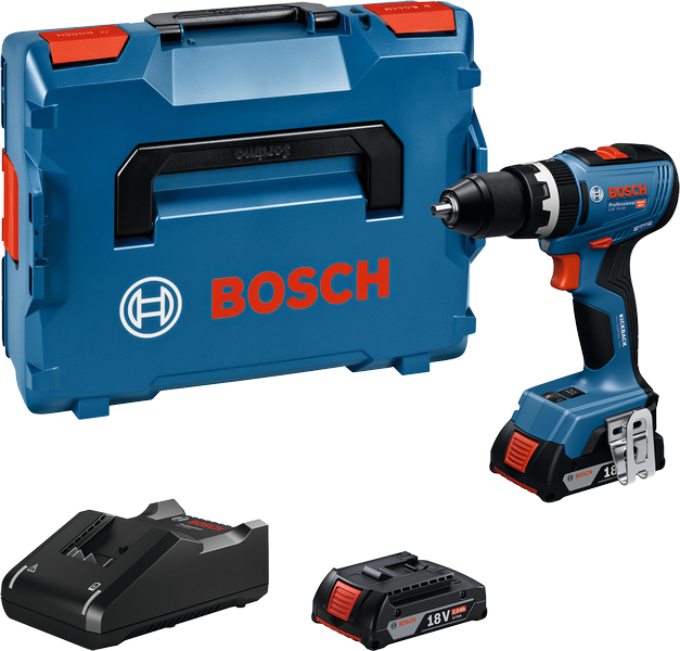 Bosch GSB 18V-65 무선 드릴 세트(케이스 및 배터리 포함).