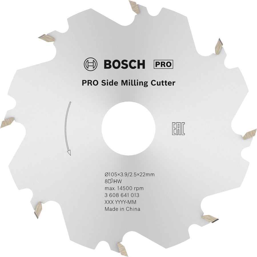 Bosch PRO 사이드 밀링 커터, 105mm 8개 이빨.