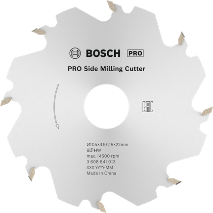 Bosch PRO 사이드 밀링 커터, 105mm 8개 이빨.