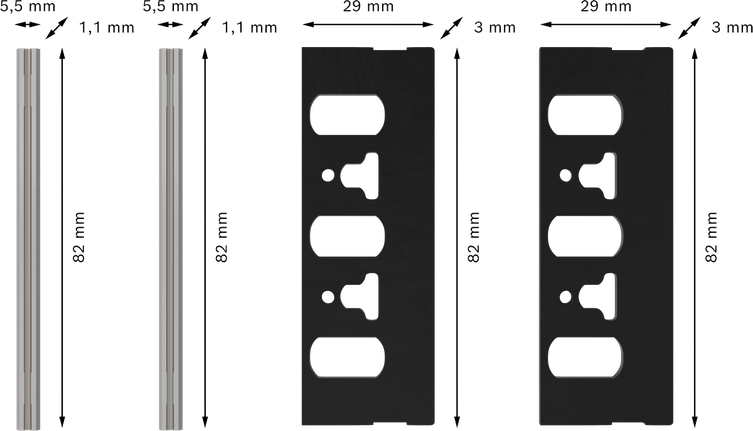 Bosch PRO 플래너 나이프 세트 82mm 4피스.