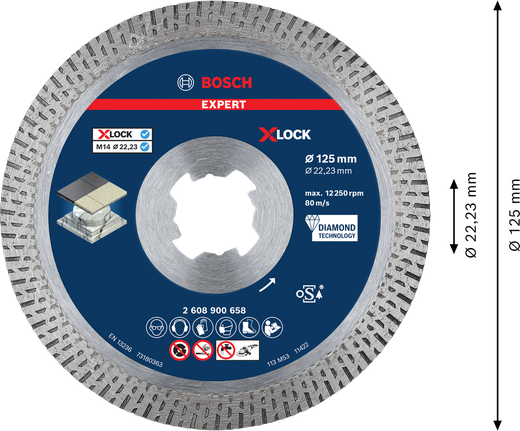 Bosch EXPERT HardCeramic X-LOCK 다이아몬드 커팅 디스크 125mm.