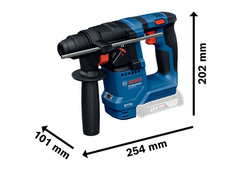 Bosch GBH 18V-18 로터리 해머, 18V 무선 디자인.