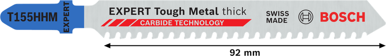 EXPERT Tough Metal thick T155HHM 직쏘날, 3개 Bosch EXPERT Tough Metal T155HHM 톱날, 92mm.