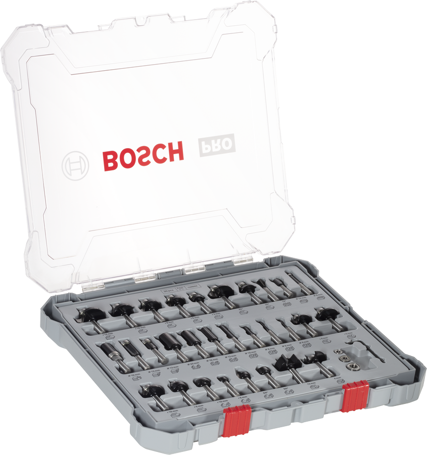 Bosch PRO 라우터 비트 혼합 세트 8mm 섕크 30개.