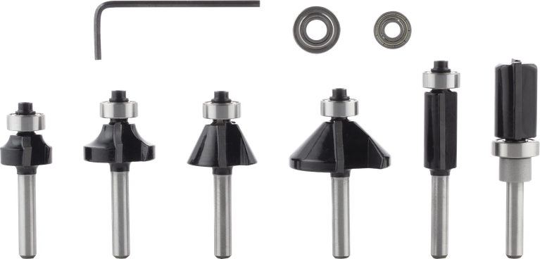 Bosch PRO 라우터 비트 트림 및 에징 세트 6mm 섕크 6개.