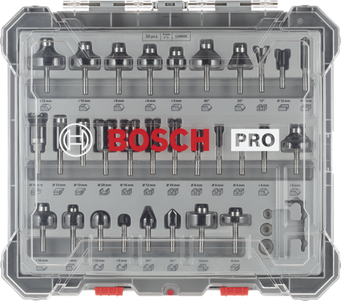 Bosch PRO 라우터 비트 세트 6mm 섕크 30개.
