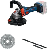 Bosch GBR 18V-15 S 무선 콘크리트 그라인더(액세서리 포함).