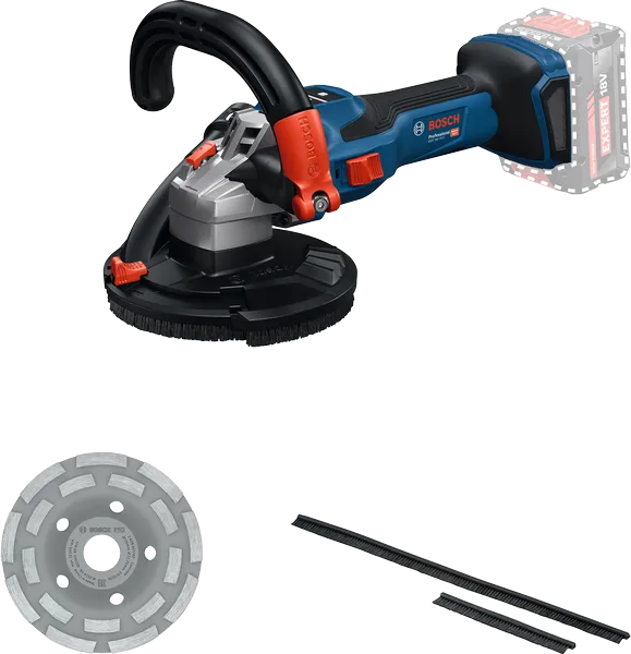 Bosch GBR 18V-15 S 무선 콘크리트 그라인더(액세서리 포함).